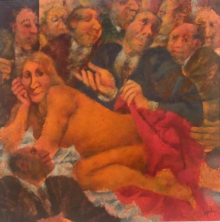 Art work by Remo Squillantini nudo di donna - oil table 